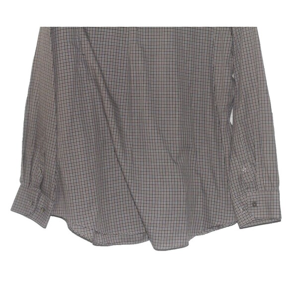 Van Heusen Men's Button Down Shirt Brown Gray Tan Ivory Check XL 17-17 1/2 - Picture 5 of 6